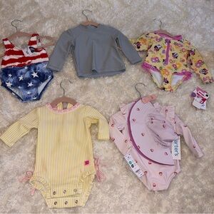 NWT Baby Girl Swimsuit Bundle Size 6 Months Carter’s Disney Rash Guard Sets